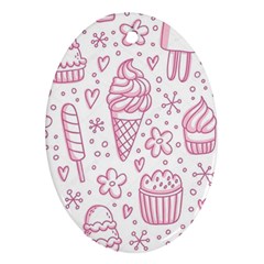 Illustration-pink-ice-cream-seamless-pattern Oval Ornament (two Sides) by nate14shop