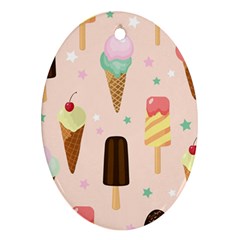 Cute-pink-ice-cream-and-candy-seamless-pattern-vector Oval Ornament (two Sides) by nate14shop