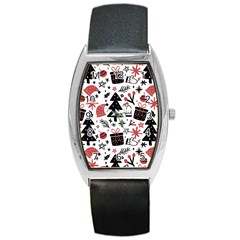 Christmas Tree-background-jawelry Bel,gift Barrel Style Metal Watch by nate14shop