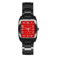 Christmas Pattern,love Red Stainless Steel Barrel Watch by nate14shop