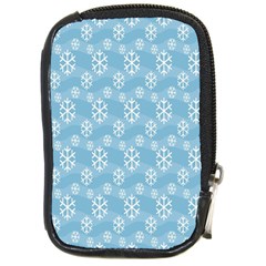Snowflakes, White Blue Compact Camera Leather Case by nateshop