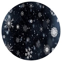 Snowflakes,white,black Round Trivet by nateshop