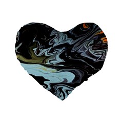 Abstract Painting Black Standard 16  Premium Flano Heart Shape Cushions by nateshop