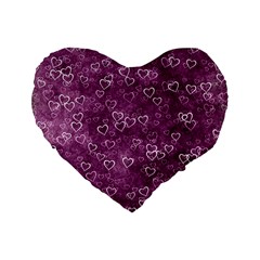 Background Purple Love Standard 16  Premium Heart Shape Cushions by nateshop