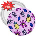Flowers purple 3  Buttons (100 pack) 
