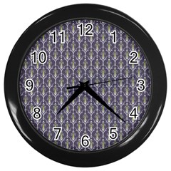 Seamless-pattern Gray Wall Clock (black) by nateshop
