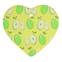 Apple Pattern Green Yellow Ornament (heart) by artworkshop