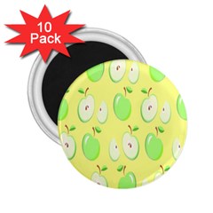 Apple Pattern Green Yellow 2 25  Magnets (10 Pack)  by artworkshop