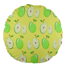 Apple Pattern Green Yellow Large 18  Premium Round Cushions by artworkshop