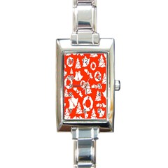 Orange Background Card Christmas  Rectangle Italian Charm Watch by artworkshop
