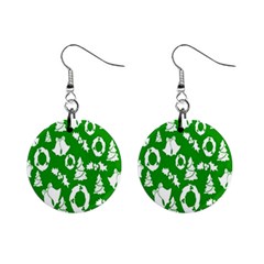 Green  Background Card Christmas  Mini Button Earrings by artworkshop