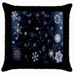 Snowflakes,white,black Throw Pillow Case (black) by nateshop