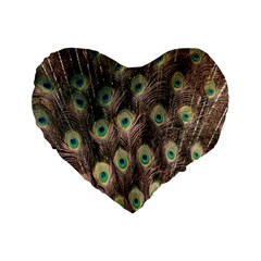 Bird-peacock Standard 16  Premium Flano Heart Shape Cushions by nateshop