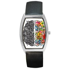 Brain Mind Psychology Idea Hearts Barrel Style Metal Watch by Sapixe