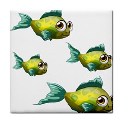 Fish Vector Green Tile Coaster by Sapixe