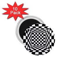 Black And White Chess Checkered Spatial 3d 1 75  Magnets (10 Pack)  by Sapixe