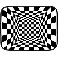Black And White Chess Checkered Spatial 3d Fleece Blanket (mini) by Sapixe