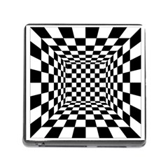Black And White Chess Checkered Spatial 3d Memory Card Reader (square 5 Slot) by Sapixe