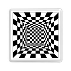 Black And White Chess Checkered Spatial 3d Memory Card Reader (square) by Sapixe