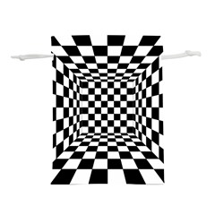 Black And White Chess Checkered Spatial 3d Lightweight Drawstring Pouch (l) by Sapixe