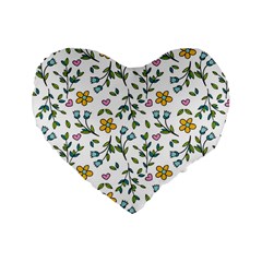 Flowers-beutiful Standard 16  Premium Flano Heart Shape Cushions by nateshop