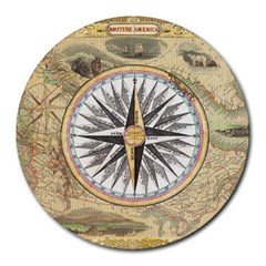 Map Vintage Nautical Collage Round Mousepads by Sapixe