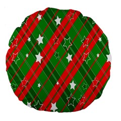 Background-green Red Star Large 18  Premium Flano Round Cushions by nateshop