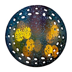 Bokeh Raindrops Window  Ornament (round Filigree) by artworkshop