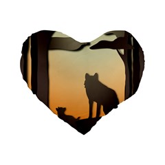 Vectors Painting Wolves Nature Forest Standard 16  Premium Heart Shape Cushions by Amaryn4rt