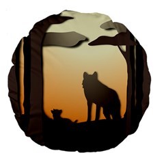 Vectors Painting Wolves Nature Forest Large 18  Premium Flano Round Cushions by Amaryn4rt