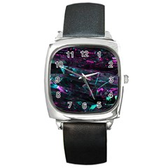 Space Futuristic Shiny Abstraction Square Metal Watch by Amaryn4rt