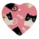 Cat Pattern Backgroundpet Ornament (Heart)