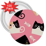 Cat Pattern Backgroundpet 3  Buttons (100 pack) 