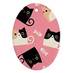 Cat Pattern Backgroundpet Oval Ornament (Two Sides)