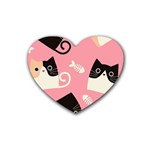 Cat Pattern Backgroundpet Rubber Heart Coaster (4 pack)