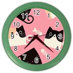 Cat Pattern Backgroundpet Color Wall Clock