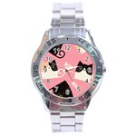 Cat Pattern Backgroundpet Stainless Steel Analogue Watch