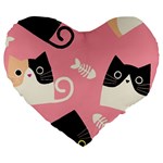 Cat Pattern Backgroundpet Large 19  Premium Heart Shape Cushions