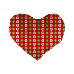 Festive Pattern Christmas Holiday Standard 16  Premium Heart Shape Cushions by Amaryn4rt