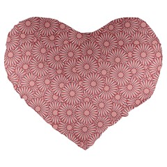 Flora Flowers Pattern Design Pink Spring Nature Large 19  Premium Flano Heart Shape Cushions by artworkshop
