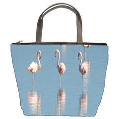 Flamingo Birds Plumage Sea Water Animal Exotic Bucket Bag by artworkshop