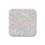 Flowery Floral Abstract Decorative Ornamental Rubber Square Coaster (4 pack)