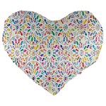 Flowery Floral Abstract Decorative Ornamental Large 19  Premium Flano Heart Shape Cushions