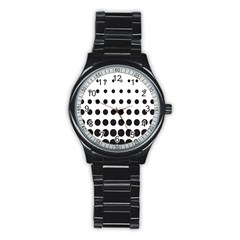Halftone Pattern Dot Modern Retro Texture Circle Stainless Steel Round Watch by artworkshop