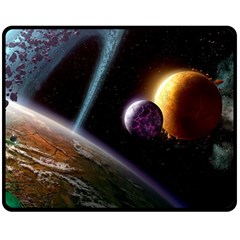 Planets In Space Double Sided Fleece Blanket (medium) 