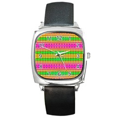 Peace And Love Square Metal Watch by Thespacecampers