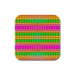 Peace And Love Rubber Square Coaster (4 Pack) by Thespacecampers