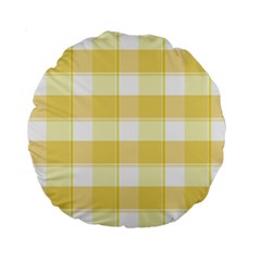 White And Yellow Plaids Standard 15  Premium Round Cushions by ConteMonfrey