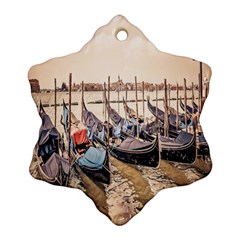 Black Several Boats - Colorful Italy  Ornament (snowflake) by ConteMonfrey