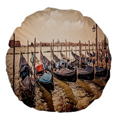 Black Several Boats - Colorful Italy  Large 18  Premium Flano Round Cushions by ConteMonfrey